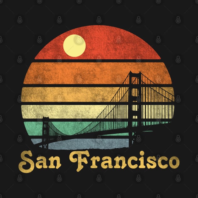 Vintage Sunset San Francisco, Retro Golden Gate Bridge Silhouette by zozo-shop