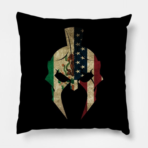 Mexican American Spartan Helmet Pillow by Velvet Love Design 