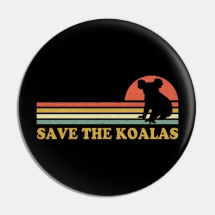 Save the Koala Vintage Retro Bear Animal Lovers Gift Pin