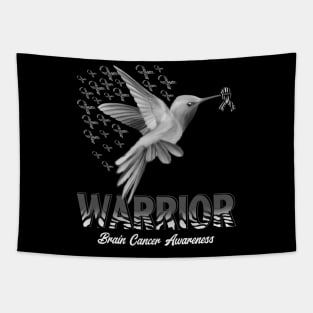 Warrior Support Gray Ribbon Brain Tumor Cancer Awareness Tapestry