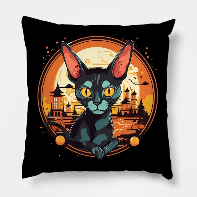 Cornish Rex Cat Halloween, Cat Lover Pillow by dukito