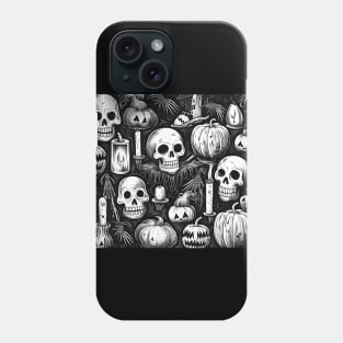 Halloween skulls and pumpkin Phone Case