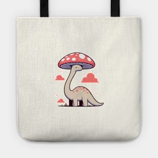 Kawaii simple Mushroom Hat Dinosaur Brontosaurus Tote