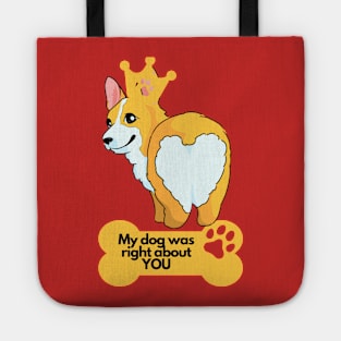 Dog Lover Funny Quotes - My Dog was right about you Tote