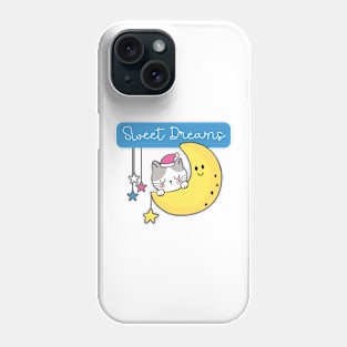 Sweet Dreams Sleeping Cat on Moon Phone Case