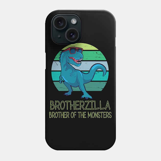 Brotherzilla Brother Of The Monsters Happy Father Day Dinosaur T-rex Saurus Lover Brother Vintage Phone Case by DainaMotteut