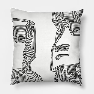 Mo'ai Easter Island Monolith Heads (Black Swirls) Pillow