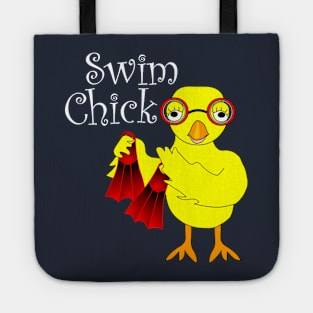 Swim Chick White Text Tote