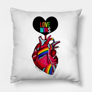 Love Wins Pride Heart Pillow