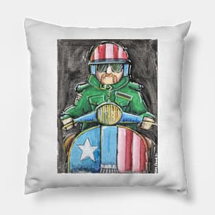 Retro Scooter, Classic Scooter, Scooterist, Scootering, Scooter Rider, Mod Art Pillow