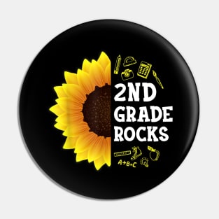 2nd Grade Rocks Sunflower Back To School Boys Girls Gifts Pin