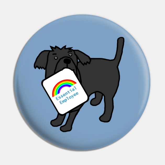 Essential Employee Rainbow and Dog Pin by ellenhenryart