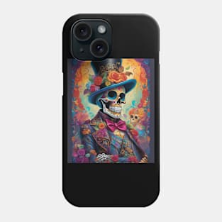 Vivid Celebration: Sugar Skull Dapper Skeleton Delight Phone Case