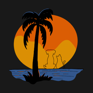 sunset with dog and cat T-Shirt