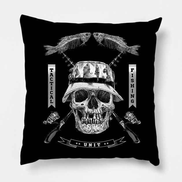 TACTICAL FISHING UNIT Pillow by skowl