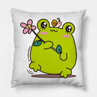 cute frog, kawaii frog cartoon Pillow