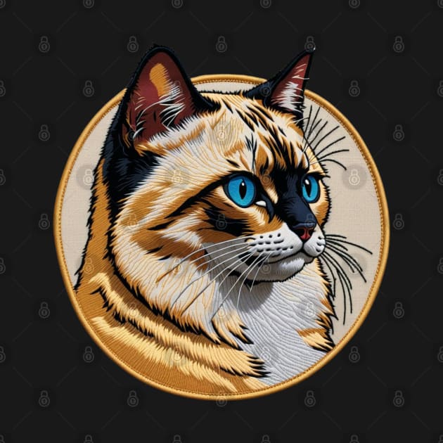 Striking Balinese Cat Embroidered Patch by Xie