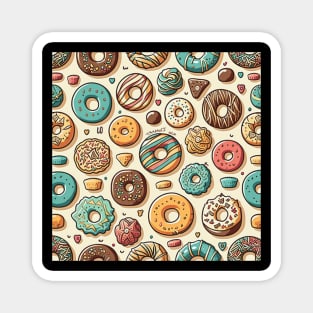 Donuts Pattern Line Drawing Colorful, Birthday Gift ideas for Donuts Lover Magnet