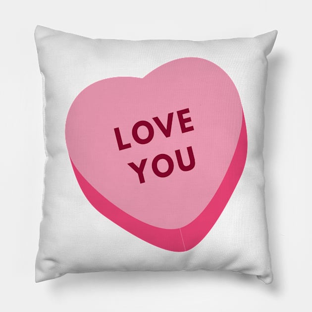 pink love you heart large Pillow by Prairie Ridge Designs