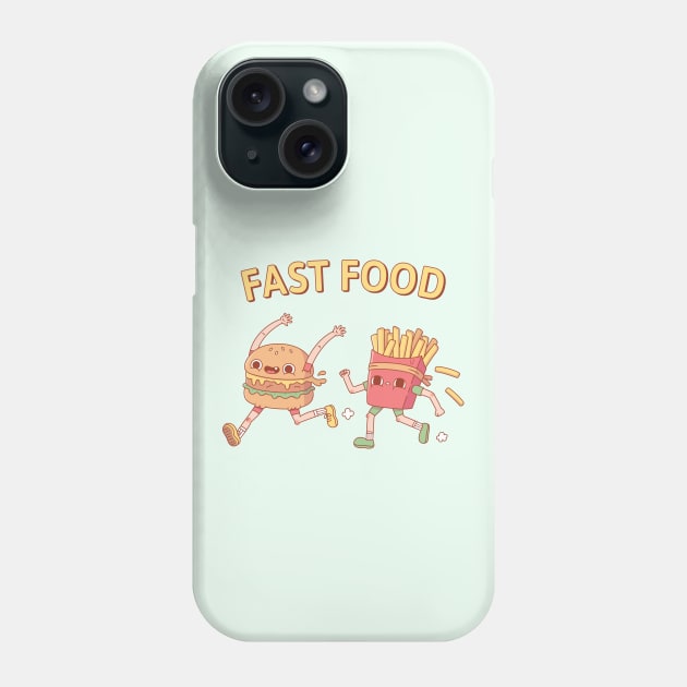 Funny Fast Food Running Burger and Fries Phone Case by rustydoodle