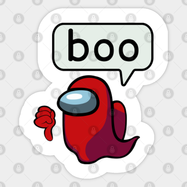 Among Us Ghost Of Disapproval Crewmate Red Halloween Among Us Game Sticker Teepublic