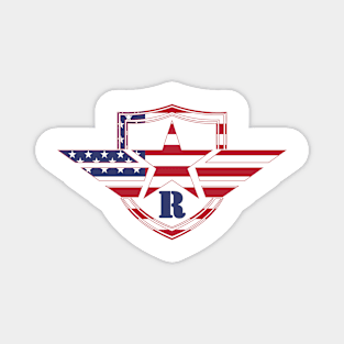 Letter R American Flag Monogram Initial Magnet