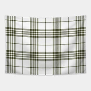 White and Green Tartan Plaid Pattern Tapestry