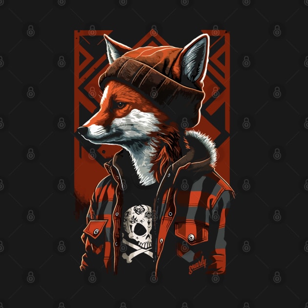 Fox Wearing Flannel and Beanie by gnarly by ChattanoogaTshirt