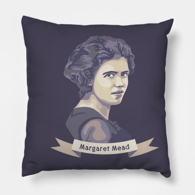 Margaret Mead Portrait Pillow by Slightly Unhinged