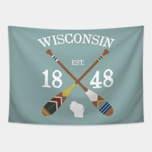 Paddle Wisconsin, WI Lake Life Painted Oars Tapestry