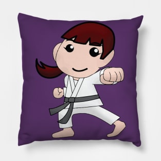 Karate Girl Punch Kawaii Cute Female Cartoon Character Pillow