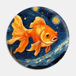 Goldfish Animal Painting in a Van Gogh Starry Night Art Style Pin
