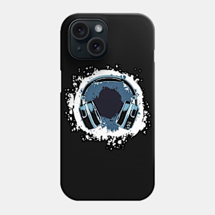 Headphones Art, Blue Vintage Phone Case