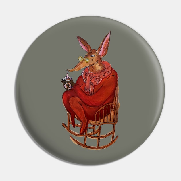 Mocha Moments with Mr. Aardvark Pin by Animal Surrealism