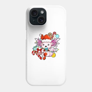 With gingerbread man and hat - Axolotl Christmas Phone Case