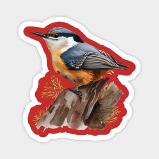 Nuthatch Bird On A Tree Branch 3.0 Magnet