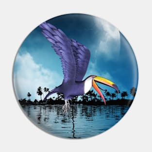 Funny toucan flying in the night Pin