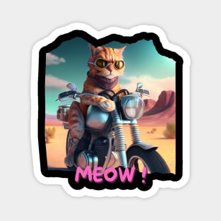 Cool cat on motorbike in desert 2 Magnet