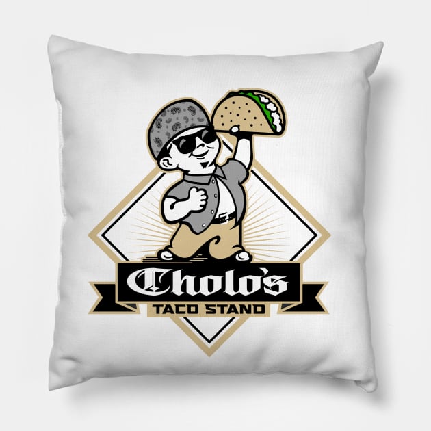 CHOLO'S TACO STAND Pillow by KERZILLA