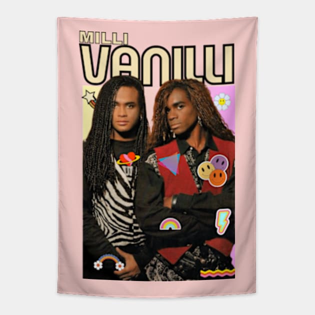 milli vanilli art 90s style retro vintage 80s Tapestry by graphicaesthetic ✅