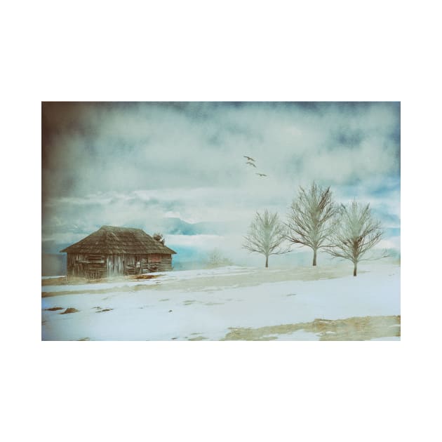 Mountain Cabin - Winter Scene by JimDeFazioPhotography