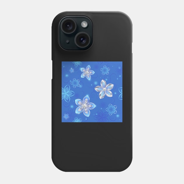 Seamless Pattern of Silver Flowers Phone Case by Blackmoon9