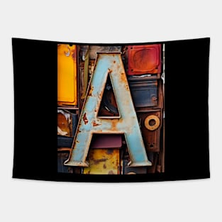 Rusty Letter A Antique Monogram Letter A Initial Alphabet Tapestry