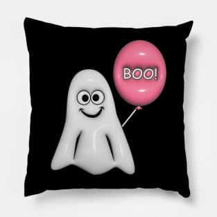 Boy Ghost with Pink Balloon Pillow