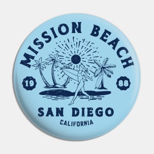 Vintage South Mission Beach Surfing // Retro California Beach San Diego 1988 Pin