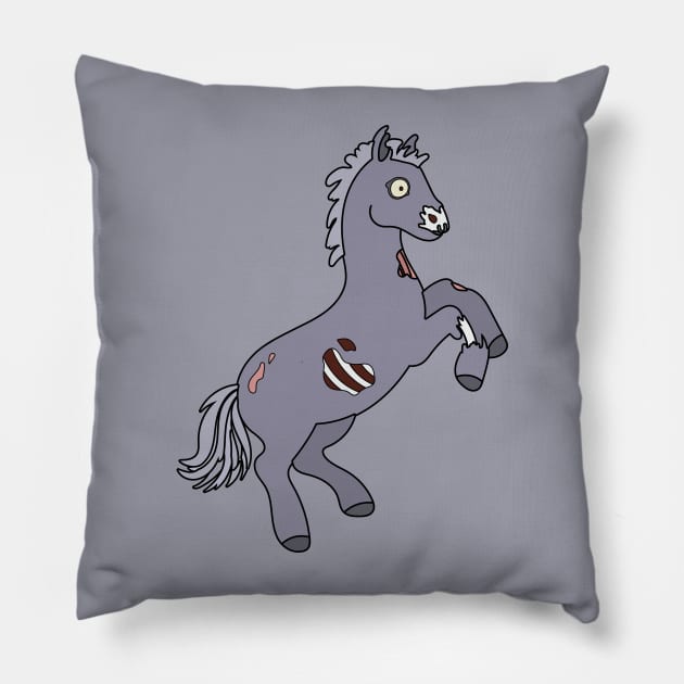 Zombie Horse Cartoon // Funny Halloween Zombie Pillow by SLAG_Creative