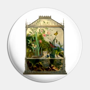 Nature in a glass dome with fish and insects Pin