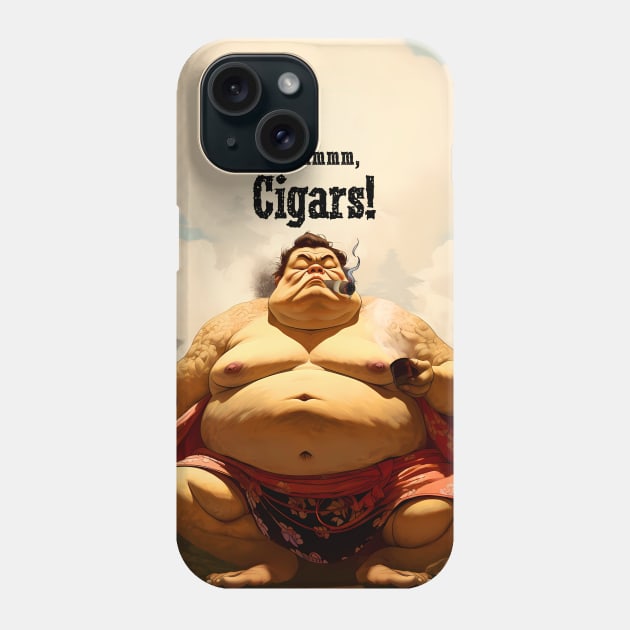 Puff Sumo: mmmmm, I Love Cigars on a Dark Background Phone Case by Puff Sumo