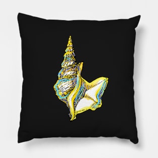 Yellow and purple vintage seashell illustration Pillow