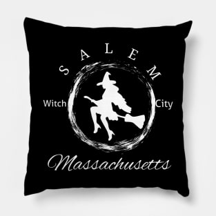 Salem Witch City Logo White Pillow